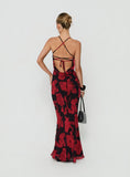 Bishopp Tie Back Maxi Dress Red Floral