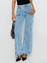 Chad Cargo High Rise Wide Leg Jeans Mid Wash