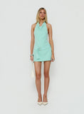 Luena Cowl Neck Belted Mini Dress Mint