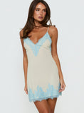 Call My Lover Lace Slip Mini Dress Lemon / Blue Tall
