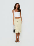 Kessiah Sequin Midi Skirt Yellow