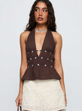 Movies End Halter Top Brown