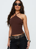 Baseline Halter Rib Top Chocolate