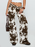 Baccarat Mid Rise Wide Leg Belted Pant Cow Print