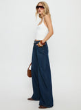 Naylor Mid Rise Wide Leg Jeans Mid Blue Denim