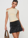 Ravioli Bubble Hem Mini Skirt Black