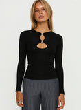 Orlaith Cut Out Long Sleeve Top Black