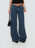 Picco Ultra Low Rise Wide Leg Jeans Dark Blue Wash Petite