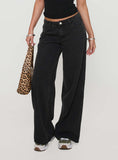 Ramos Low Rise Wide Leg Denim Jeans Washed Black Petite