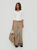Maryjo Mid Rise Super Baggy Jeans Washed Brown