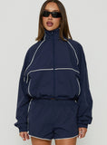 Shayyla Funnel Neck Windbreaker Jacket Navy / White