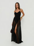 Avra Sheer Bodysuit Maxi Dress Black