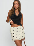 Adelaida Ruffle Mini Skirt Cream Polka Dot