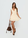 Fawnia Frill Ruched Mini Dress Cream Tall
