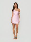 Nelleah One Shoulder Satin Mini Dress Pink
