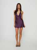 Odyssa Halter Mini Dress Purple Tall