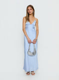 Normanby V Neck Tie Detail Maxi Dress Blue