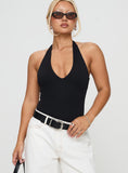 Someone New Halter Bodysuit Black