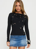 Ryka Long Sleeve Eyelet Top Black
