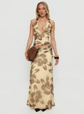 Roselin Mesh Maxi Skirt Brown Floral