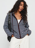 Brienna Zip Jacket Burgundy / Blue Stripe