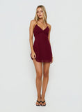 Angel Antics Halter Mini Dress Burgundy