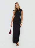 Noemmi High Neck Ruched Maxi Dress Black
