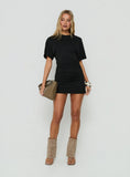Hunni Ruched Shirt Mini Dress Black