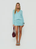 Eduarda Long Sleeve Button Down Mini Dress Blue