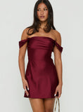 Zabbarra Off The Shoulder Mini Dress Burgundy