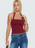 Ghisella Square Neck Halter Top Cherry