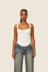 The Cinched Lace Corset in Cream
