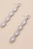 Upscale Direction Silver Rhinestone Drop Earrings