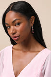 Precise Radiance Pink Rhinestone Drop Earrings