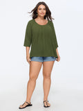 Pleated Raglan Sleeve Flowy Blouse