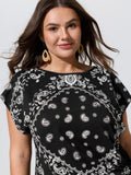 Cotton Paisley Print Knotted Side T-Shirt