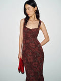 Reformation Irisa Floral Print Midi Dress in Barcelona Border