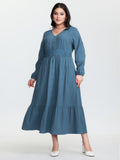 Lace Trim Shirred Pocket Maxi Dress