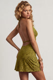 Devoré Cowl A-Line Mini Dress in Olive Green