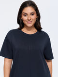 Supersoft Stretchy Pockets Round Neck Shift Dress