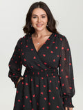Fall in Love Print Shirred Waist Midi Dress