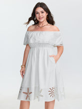 Ocean Pattern Embroidered Cut-Out Midi Dress