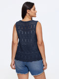 Hollow Out Scalloped Hem Front Tie Sweater Vest