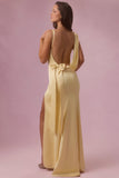 Satin Draped Bridesmaid Dress in Butter