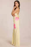 Chiffon Maxi Dress in Yellow Floral Print