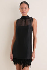 STAUD Black Albee Silk Mini Dress