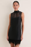 STAUD Black Albee Silk Mini Dress