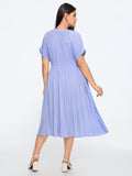Dolman Sleeve Waist-Defining Midi Dress