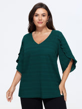 Textured Ruffle Petal Sleeve Blouse