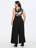 Floral Cowl Neck Waist Tie Wide Leg Jumpsuit